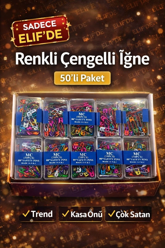 RENKLİ ÇENGELLİ İĞNE 50Lİ / 20Lİ KUTU